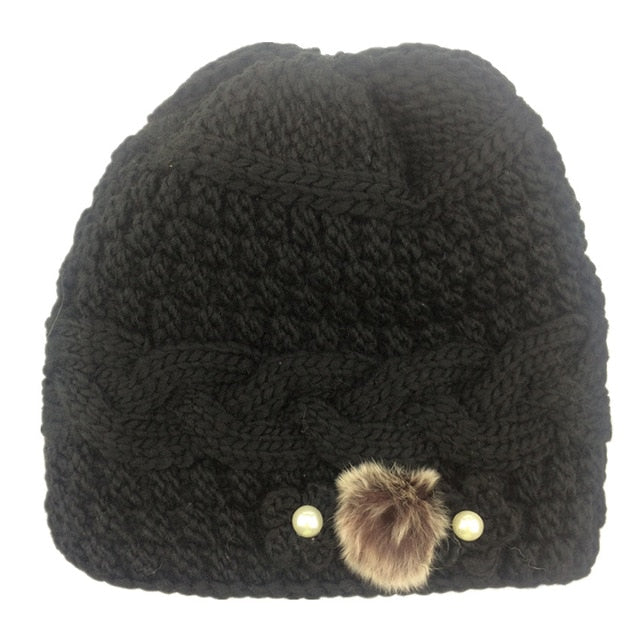 2017 Double Layer Winter Hat for Women Girls Hat Knitted Beanies & Skullies Cap Thick Fmale Cap With Velvet KC121