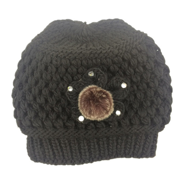 2017 Double Layer Winter Hat for Women Girls Hat Knitted Beanies & Skullies Cap Thick Fmale Cap With Velvet KC121