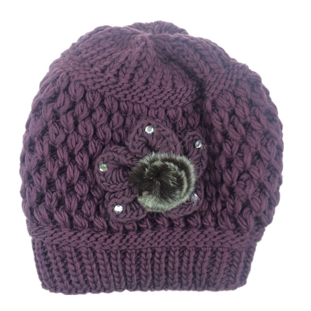2017 Double Layer Winter Hat for Women Girls Hat Knitted Beanies & Skullies Cap Thick Fmale Cap With Velvet KC121