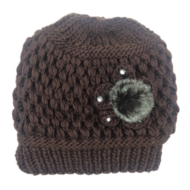 2017 Double Layer Winter Hat for Women Girls Hat Knitted Beanies & Skullies Cap Thick Fmale Cap With Velvet KC121