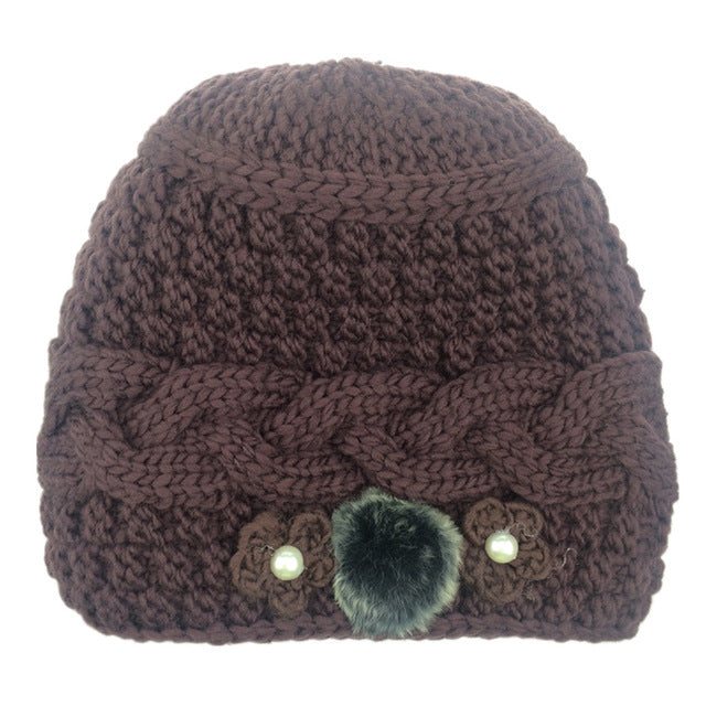 2017 Double Layer Winter Hat for Women Girls Hat Knitted Beanies & Skullies Cap Thick Fmale Cap With Velvet KC121