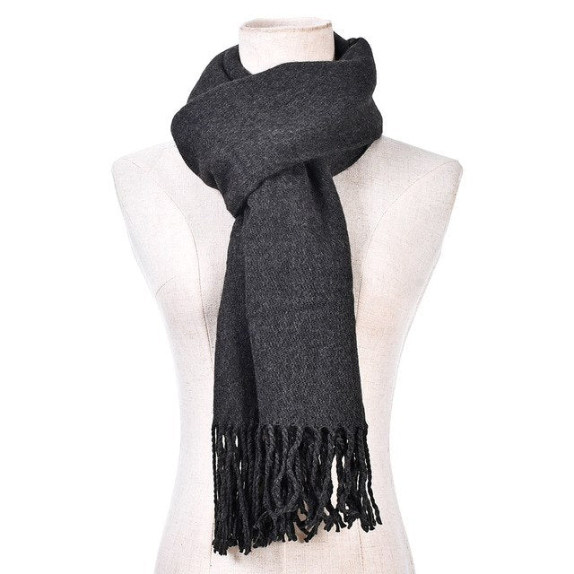 2018 Hot Brand New Fashion Women Men's Winter Warm Tassels Solid Cashmere Scarf  High Quality Pashmina Shawls Scarves for Ladies