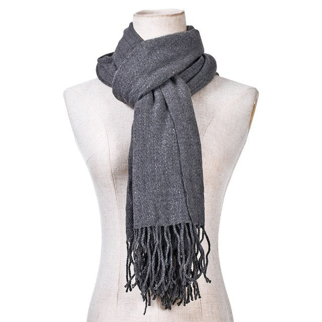 2018 Hot Brand New Fashion Women Men's Winter Warm Tassels Solid Cashmere Scarf  High Quality Pashmina Shawls Scarves for Ladies