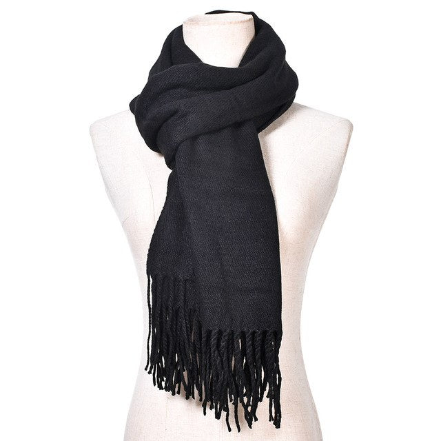 2018 Hot Brand New Fashion Women Men's Winter Warm Tassels Solid Cashmere Scarf  High Quality Pashmina Shawls Scarves for Ladies