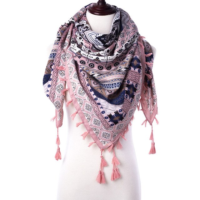 2018 New Fashion Warm Women Scarf Square Scarves Female Wraps Winter Autumn Tassel Printed Girl Shawls Blanket Scarf