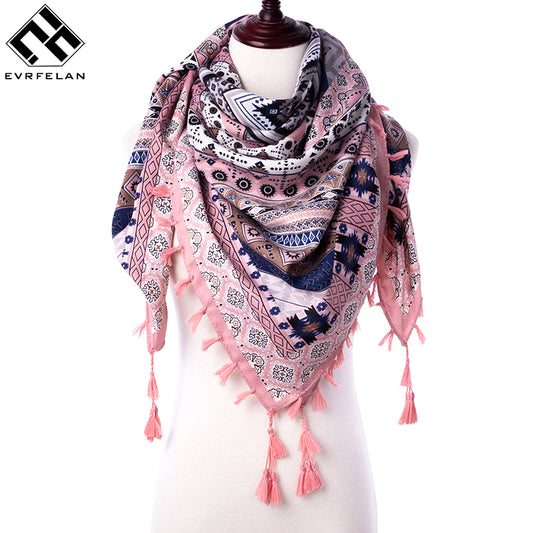 2018 New Fashion Warm Women Scarf Square Scarves Female Wraps Winter Autumn Tassel Printed Girl Shawls Blanket Scarf