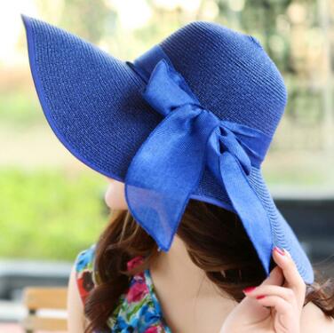 2018 New Summer large brim beach sun hat for women UV protection Female cap with big head foldable style fashion lady's sun cap