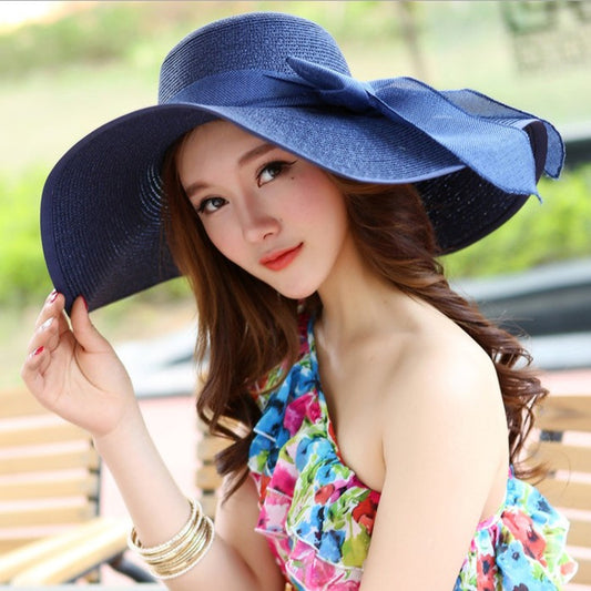 2018 New Summer large brim beach sun hat for women UV protection Female cap with big head foldable style fashion lady's sun cap