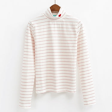 2018 Women Harajuku Shirt Rock Korean Funny Pink Kawaii Tops Long Sleeve Solid Shirts Retro Cute Embroidery Love Elastic T-shirt