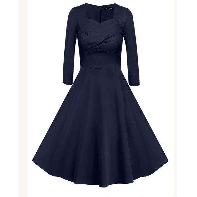 ACEVOG Brand 1950s Dress Autumn Spring 3/4 Sleeve Women Fashion Elegant Vintage Rockabilly Floral Swing Party Dresses 4 Styles