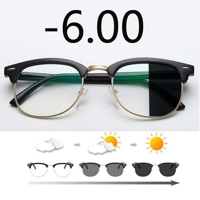 Anti Blue light Photochromic Eyewear Photosensitive Chameleon Anti-glare Change Color Lenes Prescription Myopia Glasses