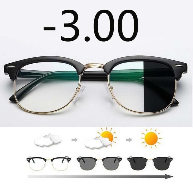 Anti Blue light Photochromic Eyewear Photosensitive Chameleon Anti-glare Change Color Lenes Prescription Myopia Glasses
