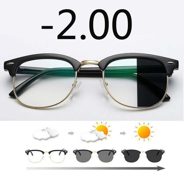 Anti Blue light Photochromic Eyewear Photosensitive Chameleon Anti-glare Change Color Lenes Prescription Myopia Glasses