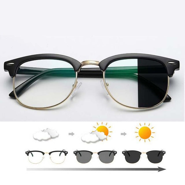 Anti Blue light Photochromic Eyewear Photosensitive Chameleon Anti-glare Change Color Lenes Prescription Myopia Glasses