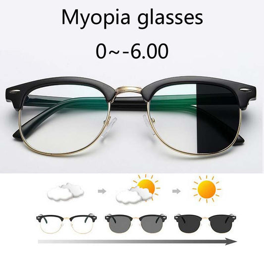 Anti Blue light Photochromic Eyewear Photosensitive Chameleon Anti-glare Change Color Lenes Prescription Myopia Glasses