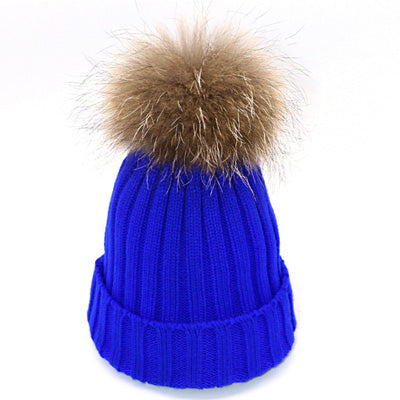 Arherigele Fur Ball Cap Pom Poms Winter Hat for Women Girl 's Hat Knitted Beanies Cap Thick Female Cap Women's Skullies Beanies