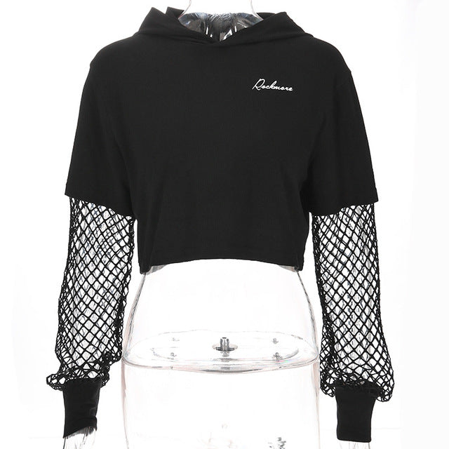 ArtSu 2018 Black Crop Top Sweatshirt Long Sleeve Women Hoodies Hooded Streetwear Harajuku Hoodie Kpop Bts Hoody ASHO20240