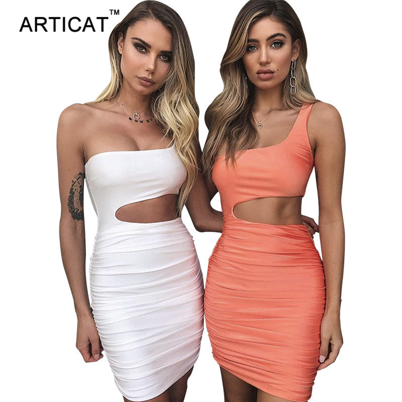 Articat Off Shoulder Sexy Bodycon Bandage Dress Women Sexy Strapless Long Sleeve Hollow Out Party Dresses Vestidos Summer Dress