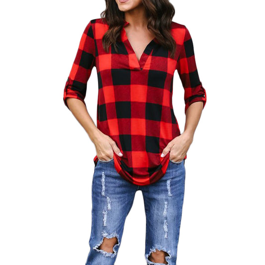 Fashion Plaid tshirt Plus Size XXXXL 5XL Summer T Shirt Women Clothes Tunic Camisetas Mujer Tops Casual Grid T-Shirt Top Tee