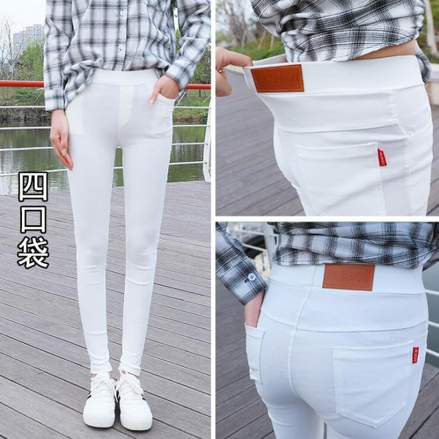 Fashion Women Casual Stretch Denim Jeans Leggings Jeggings Pencil Pants Black thickening Skinny Leggings Jeans Womens Clothing