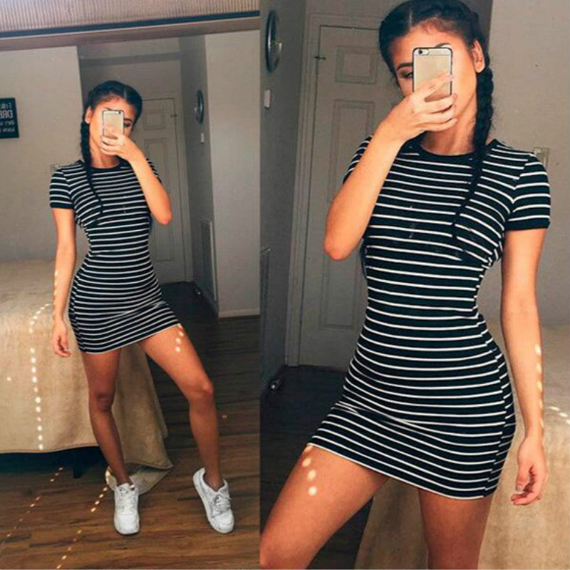 Femininos New women summer Femme Striped bodycon dress vestido de festa robe elbise jurken Slim Pencil Dresses womens clothing