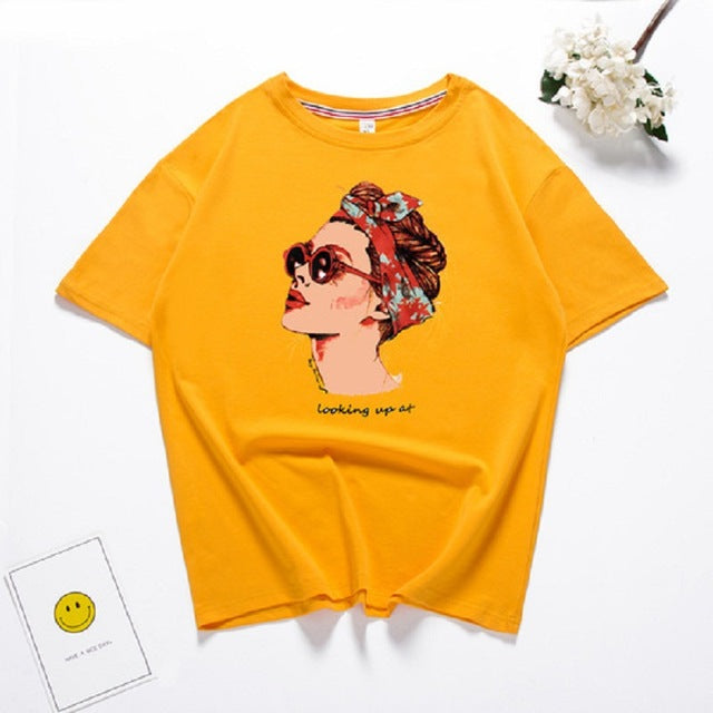 Harajuku Fashion Graphic Print Cotton T Shirt Women Streetwear Short Sleeve O Neck Summer Tops 2018 Kawaii