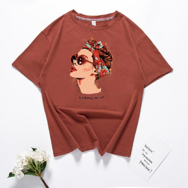 Harajuku Fashion Graphic Print Cotton T Shirt Women Streetwear Short Sleeve O Neck Summer Tops 2018 Kawaii