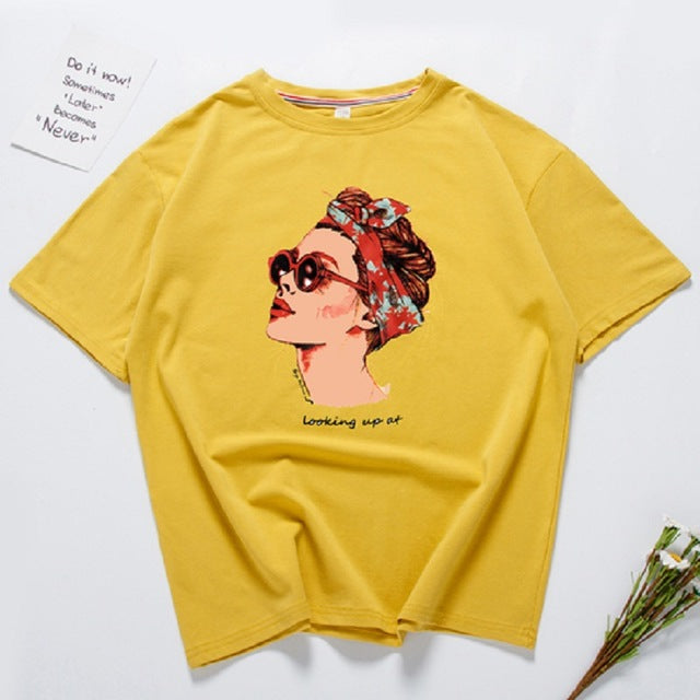 Harajuku Fashion Graphic Print Cotton T Shirt Women Streetwear Short Sleeve O Neck Summer Tops 2018 Kawaii