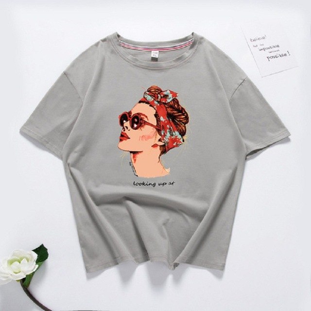 Harajuku Fashion Graphic Print Cotton T Shirt Women Streetwear Short Sleeve O Neck Summer Tops 2018 Kawaii