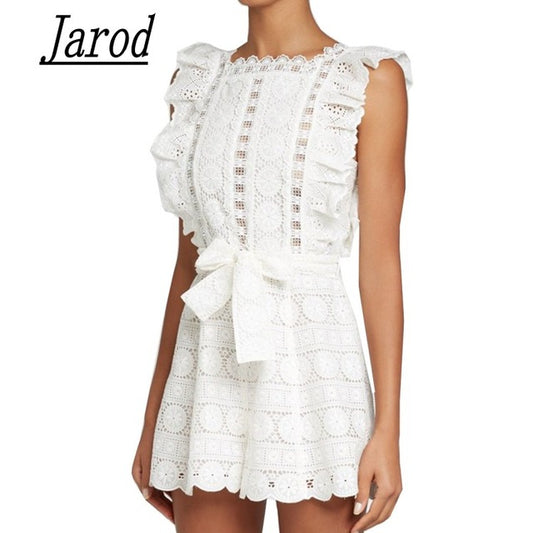 High Quality Self Portrait Dress 2018 Women Summer A-line Hollow Out Lace Dress High Waist Sleeveless Beach Dress