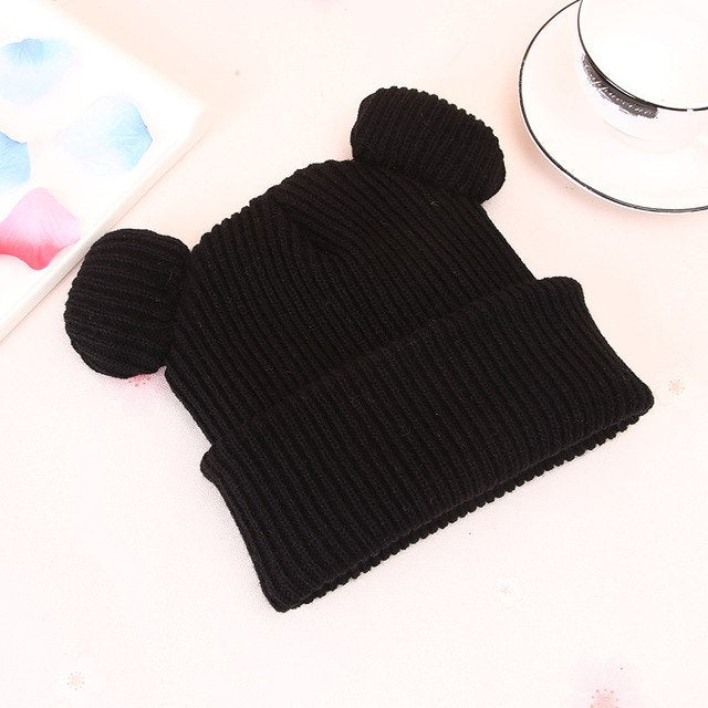 JYBHYX 1pcs Hat Female Winter Caps Hats For Women Devil Horns Ear Cute Crochet Braided Knit Beanies Hat Warm Cap Hat 5801