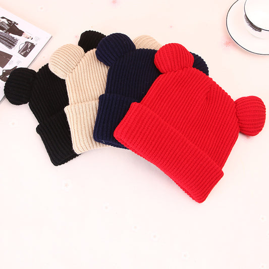 JYBHYX 1pcs Hat Female Winter Caps Hats For Women Devil Horns Ear Cute Crochet Braided Knit Beanies Hat Warm Cap Hat 5801