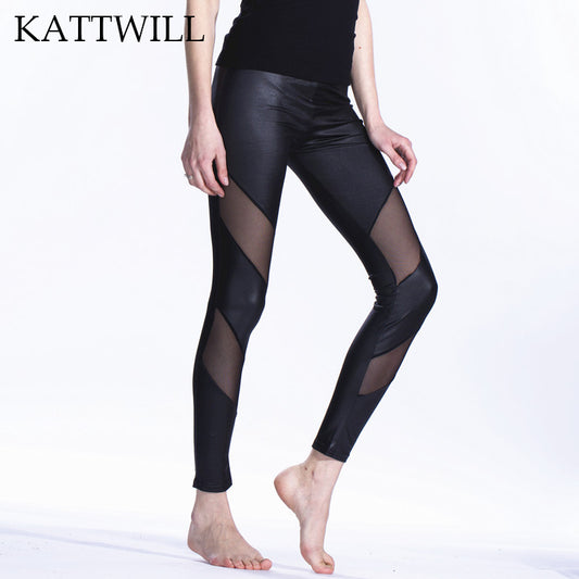 KATTWILL Women's Casual Fitness Stitching Mesh Stitching Leggings Workout Clothes Women High Quality Fashion Spring Pants