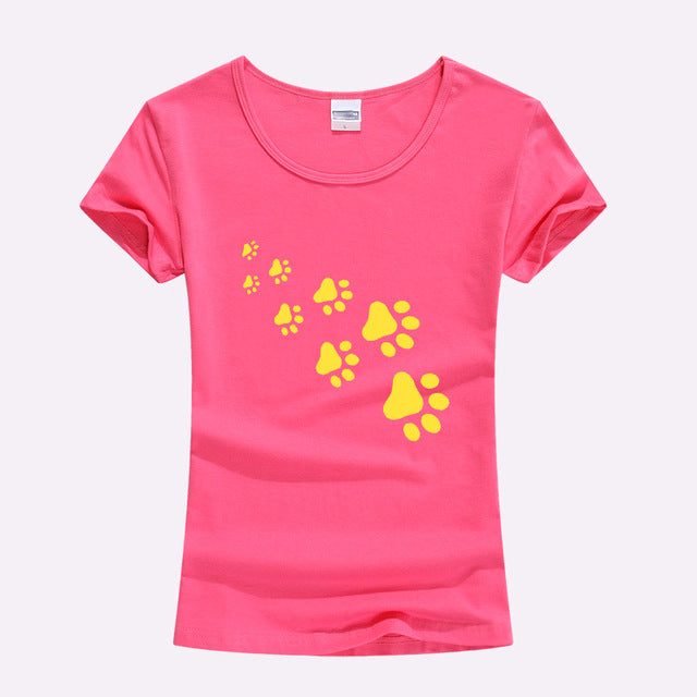 KOLVONANIG 2017 Summer Cat Paws Print Women Tshirt Cotton Funny Slim T Shirt For Lady Top Tee T-shirt For Girls Kawaii T-Shirt