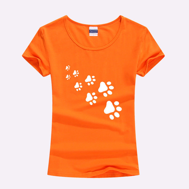 KOLVONANIG 2017 Summer Cat Paws Print Women Tshirt Cotton Funny Slim T Shirt For Lady Top Tee T-shirt For Girls Kawaii T-Shirt