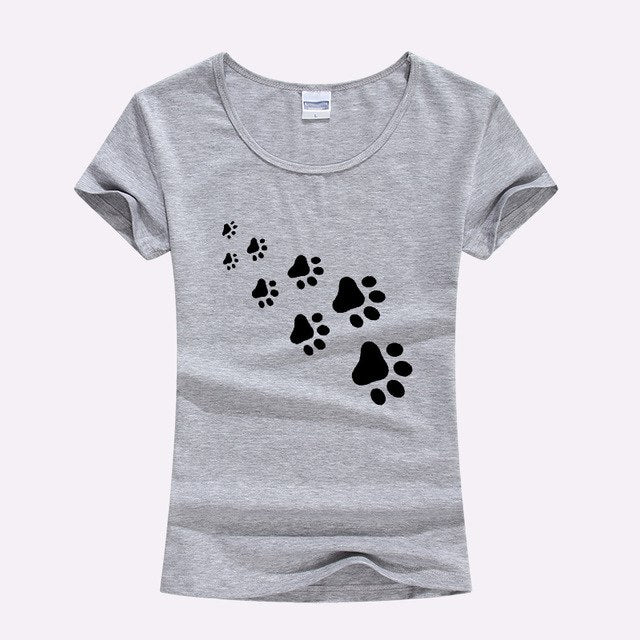 KOLVONANIG 2017 Summer Cat Paws Print Women Tshirt Cotton Funny Slim T Shirt For Lady Top Tee T-shirt For Girls Kawaii T-Shirt
