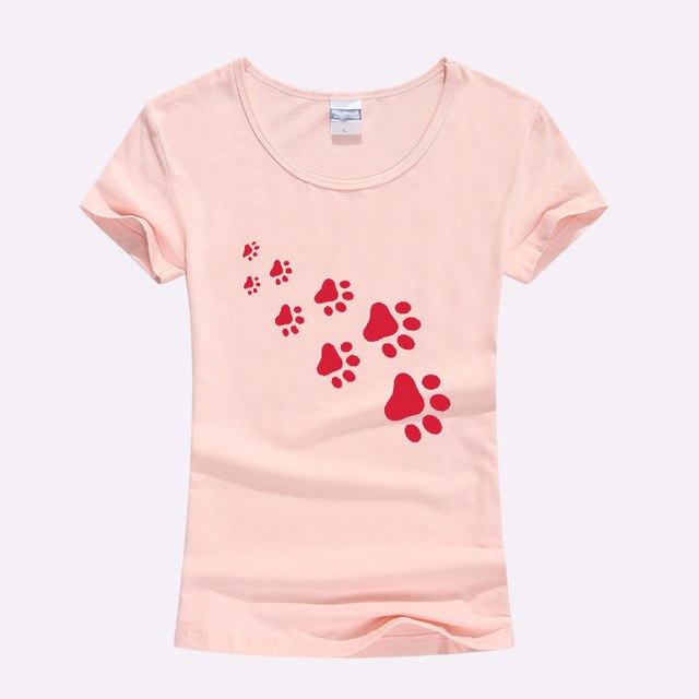 KOLVONANIG 2017 Summer Cat Paws Print Women Tshirt Cotton Funny Slim T Shirt For Lady Top Tee T-shirt For Girls Kawaii T-Shirt
