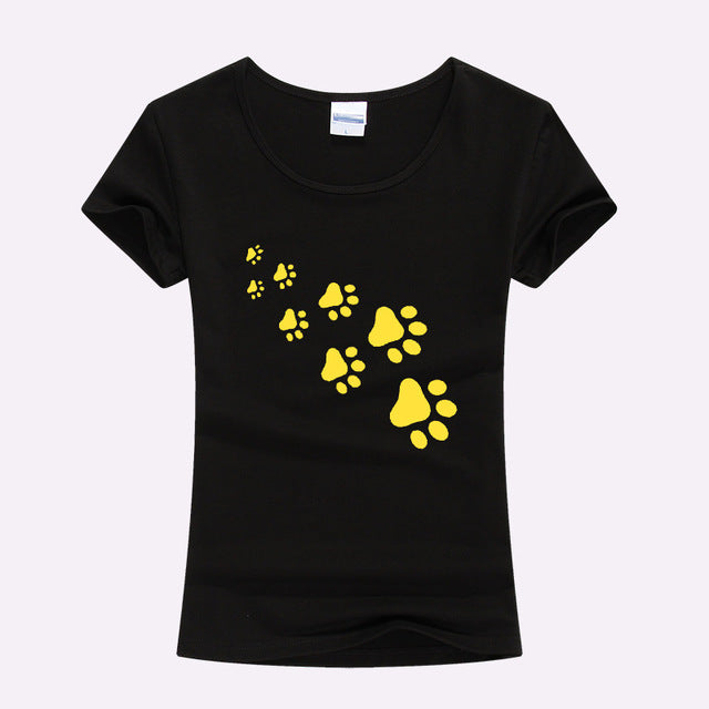 KOLVONANIG 2017 Summer Cat Paws Print Women Tshirt Cotton Funny Slim T Shirt For Lady Top Tee T-shirt For Girls Kawaii T-Shirt