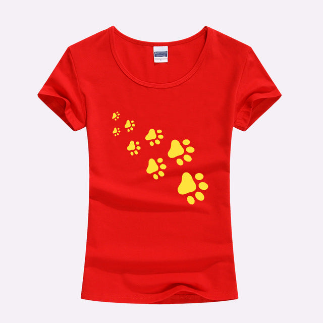 KOLVONANIG 2017 Summer Cat Paws Print Women Tshirt Cotton Funny Slim T Shirt For Lady Top Tee T-shirt For Girls Kawaii T-Shirt