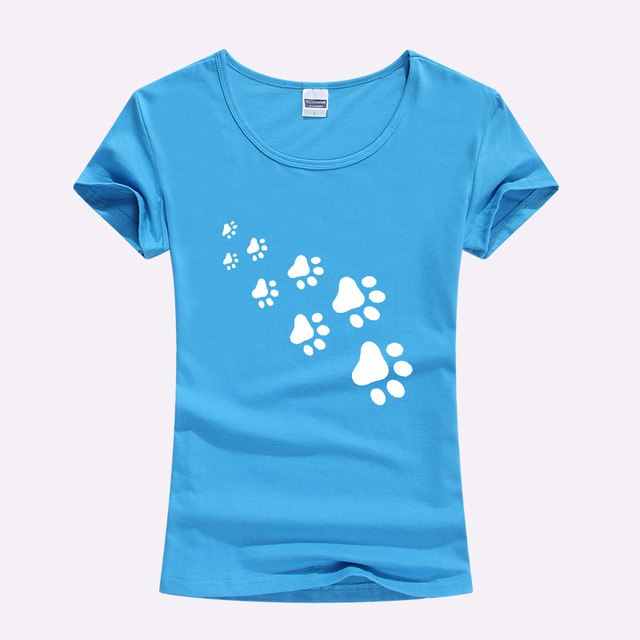 KOLVONANIG 2017 Summer Cat Paws Print Women Tshirt Cotton Funny Slim T Shirt For Lady Top Tee T-shirt For Girls Kawaii T-Shirt