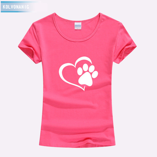 KOLVONANIG 2018 Summer Love Cat Paws Printed Women T-Shirt Cotton Casual Anime Top Tees Hipster Gray Black White Kawaii T Shirts