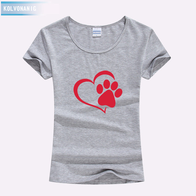 KOLVONANIG 2018 Summer Love Cat Paws Printed Women T-Shirt Cotton Casual Anime Top Tees Hipster Gray Black White Kawaii T Shirts