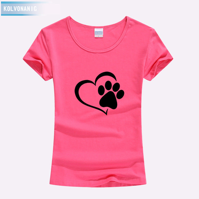 KOLVONANIG 2018 Summer Love Cat Paws Printed Women T-Shirt Cotton Casual Anime Top Tees Hipster Gray Black White Kawaii T Shirts