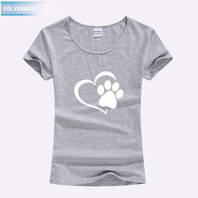 KOLVONANIG 2018 Summer Love Cat Paws Printed Women T-Shirt Cotton Casual Anime Top Tees Hipster Gray Black White Kawaii T Shirts