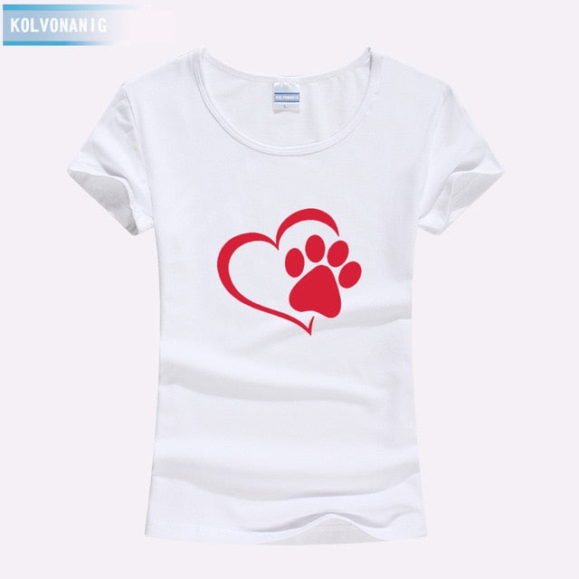 KOLVONANIG 2018 Summer Love Cat Paws Printed Women T-Shirt Cotton Casual Anime Top Tees Hipster Gray Black White Kawaii T Shirts