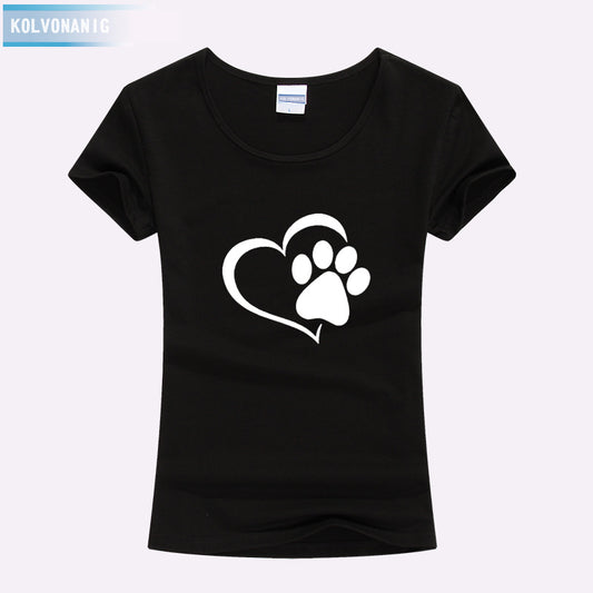 KOLVONANIG 2018 Summer Love Cat Paws Printed Women T-Shirt Cotton Casual Anime Top Tees Hipster Gray Black White Kawaii T Shirts