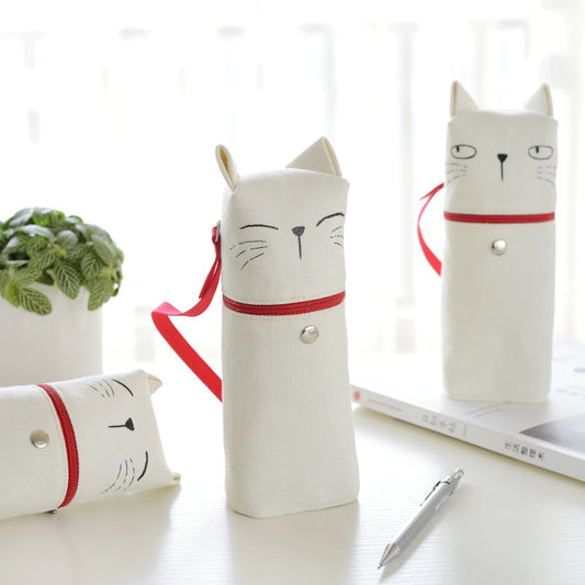 Kawii cat pen & pencil bag Cartoon kitty big storage bag case holder Organizer stationery Office School supplies F504