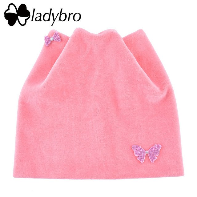 Ladybro Bow-Knot Shine Hat Winter Casual Warm Cat Ear Beanies Hat Women Rhinestones Beanie Hats Femlae Velvet Skullies Beanies