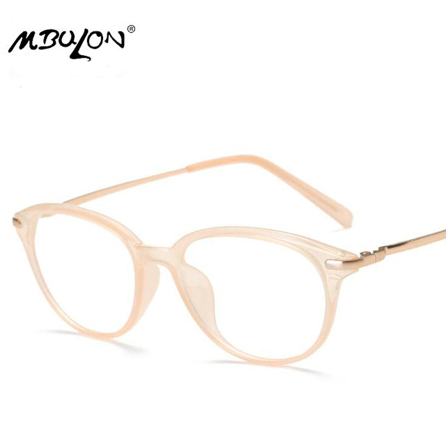 MBULON TR-90 Metal Flat Mirror Leisure Full Glasses Frame Unisex Eye Glasses Frames for Women Oval Retro Glasses Oculos