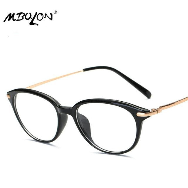 MBULON TR-90 Metal Flat Mirror Leisure Full Glasses Frame Unisex Eye Glasses Frames for Women Oval Retro Glasses Oculos